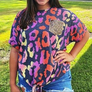 Multi color cheetah print top!